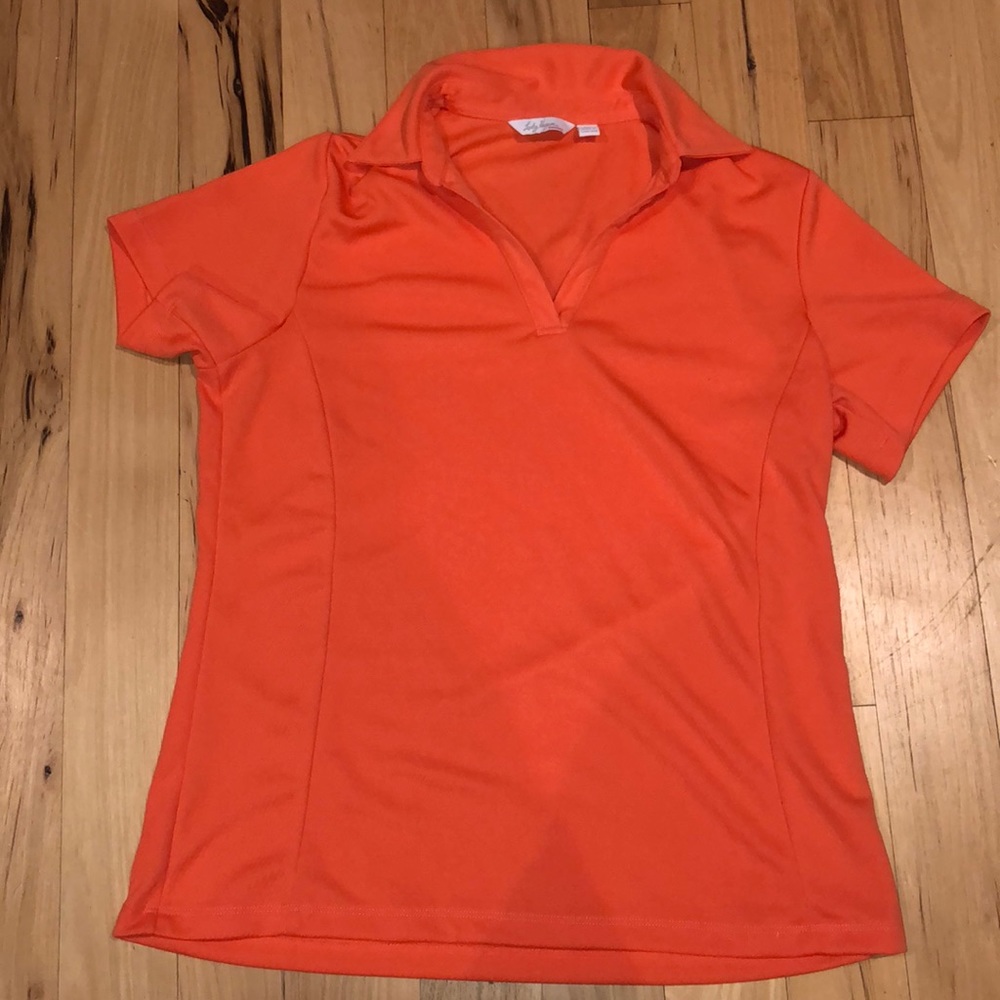 Lady Hagen orange collard athletic top